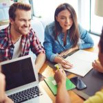 Young people in cafe